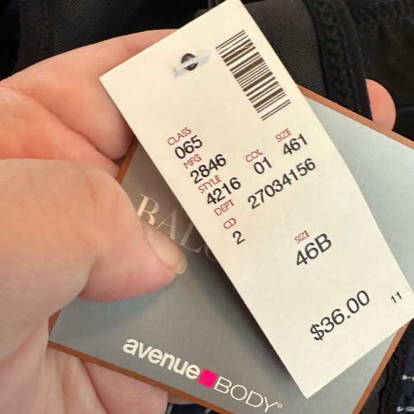 NWT - AVENUE BODY Basic Balconette Bra in black - 46c - Picture 3 of 4